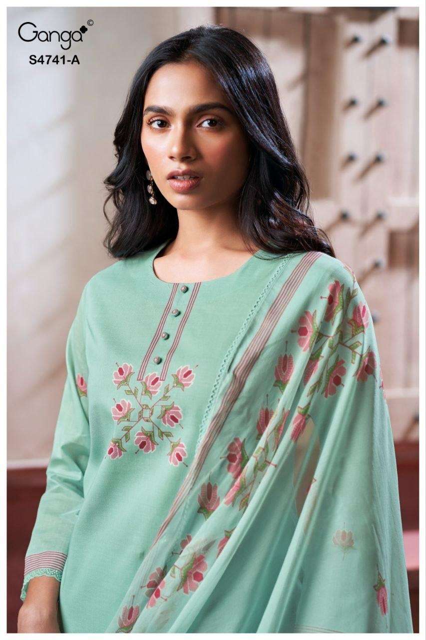 Ganga Fashion Aanshi 4741 Pure Organdy Dress Material - Amrah Wholesale
