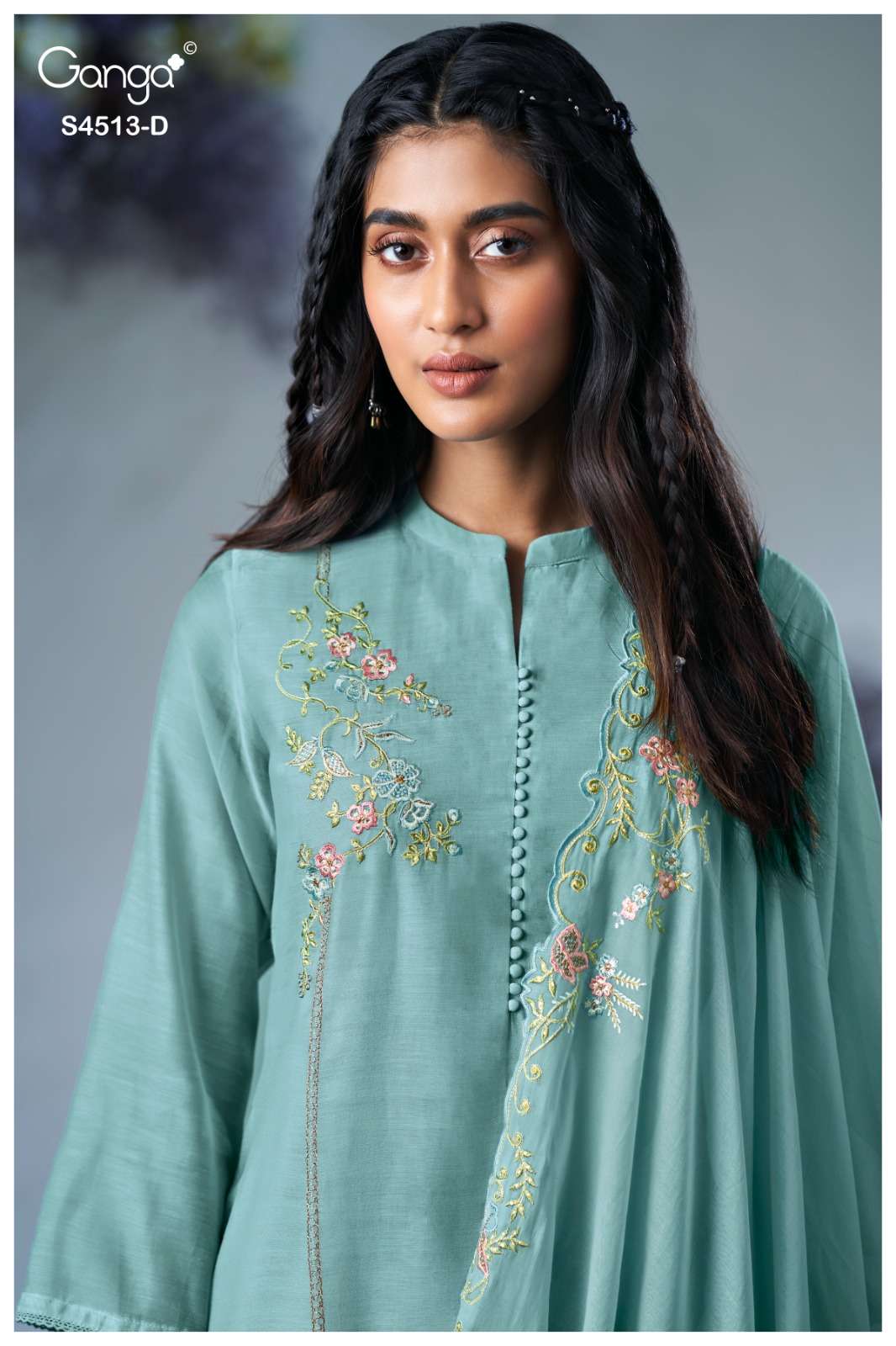 Ganga Fashion Aayra 4513 Banarasi Mul Dress Material Wholesale - Amrah Wholesale