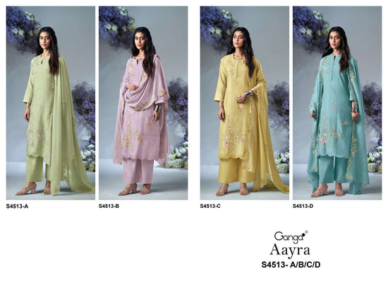 Ganga Fashion Aayra 4513 Banarasi Mul Dress Material Wholesale - Amrah Wholesale