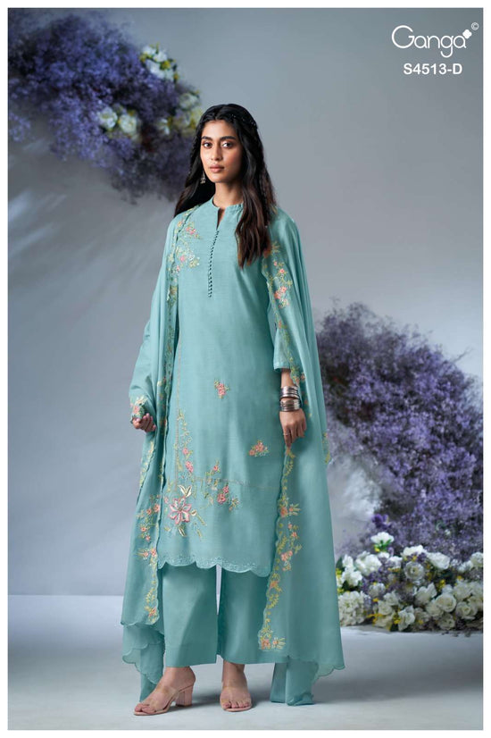 Ganga Fashion Aayra 4513 Banarasi Mul Dress Material Wholesale - Amrah Wholesale