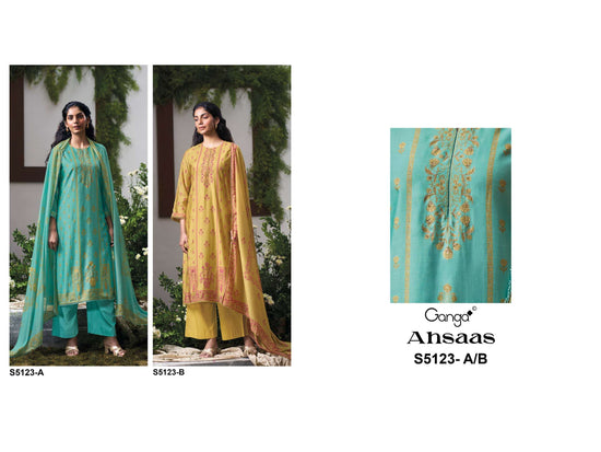 Ganga Fashion Ahsaas 5123 Bemberg Silk Dress Material
