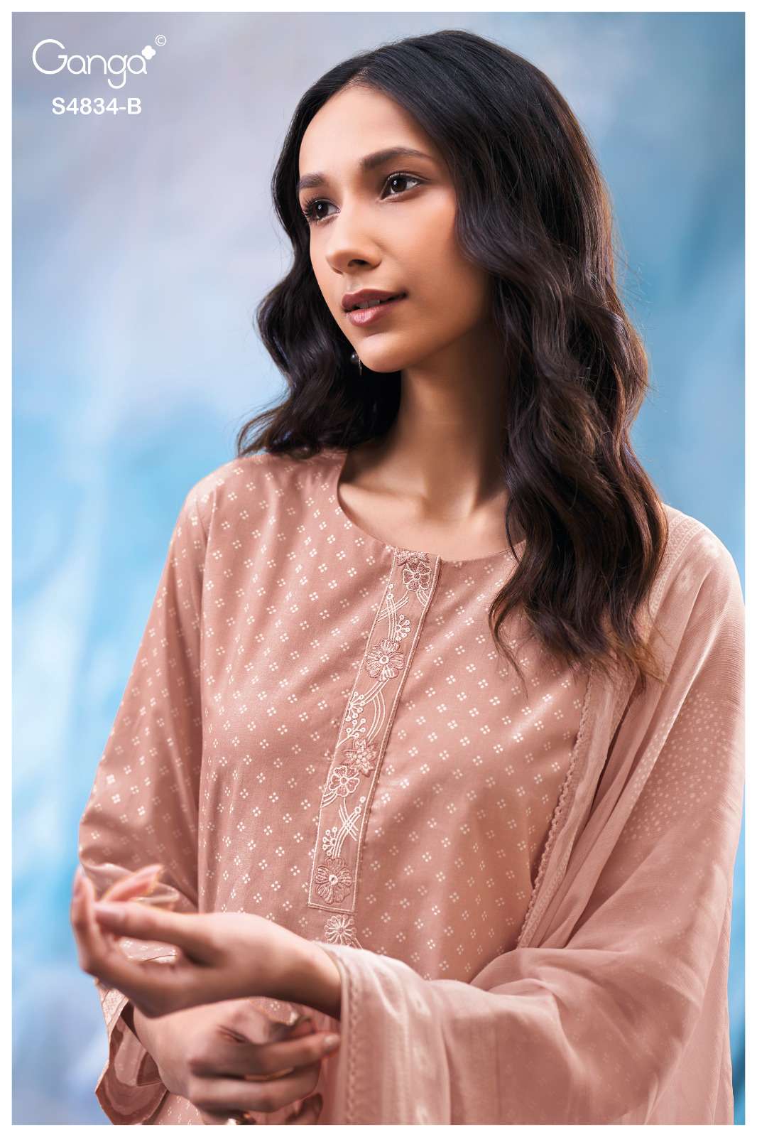 Ganga Fashion Aislinn 4834 Premium Cotton Embroidered Dress Material - Amrah Wholesale