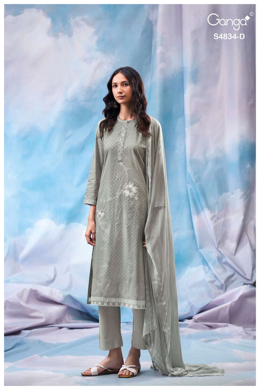 Ganga Fashion Aislinn 4834 Premium Cotton Embroidered Dress Material - Amrah Wholesale