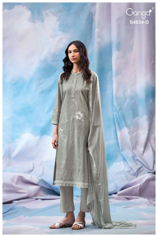 Ganga Fashion Aislinn 4834 Premium Cotton Embroidered Dress Material - Amrah Wholesale