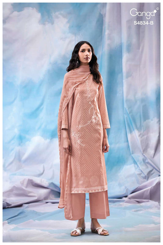 Ganga Fashion Aislinn 4834 Premium Cotton Embroidered Dress Material - Amrah Wholesale