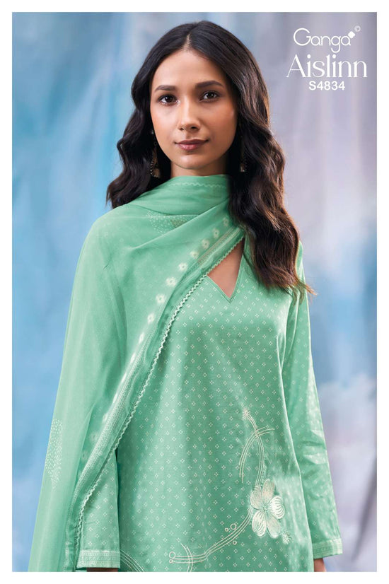 Ganga Fashion Aislinn 4834 Premium Cotton Embroidered Dress Material - Amrah Wholesale
