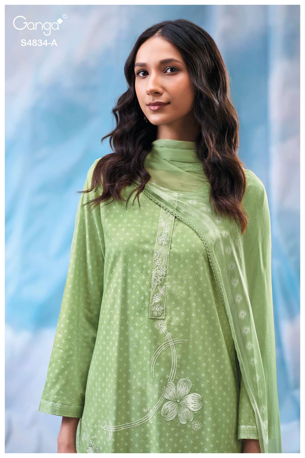 Ganga Fashion Aislinn 4834 Premium Cotton Embroidered Dress Material - Amrah Wholesale