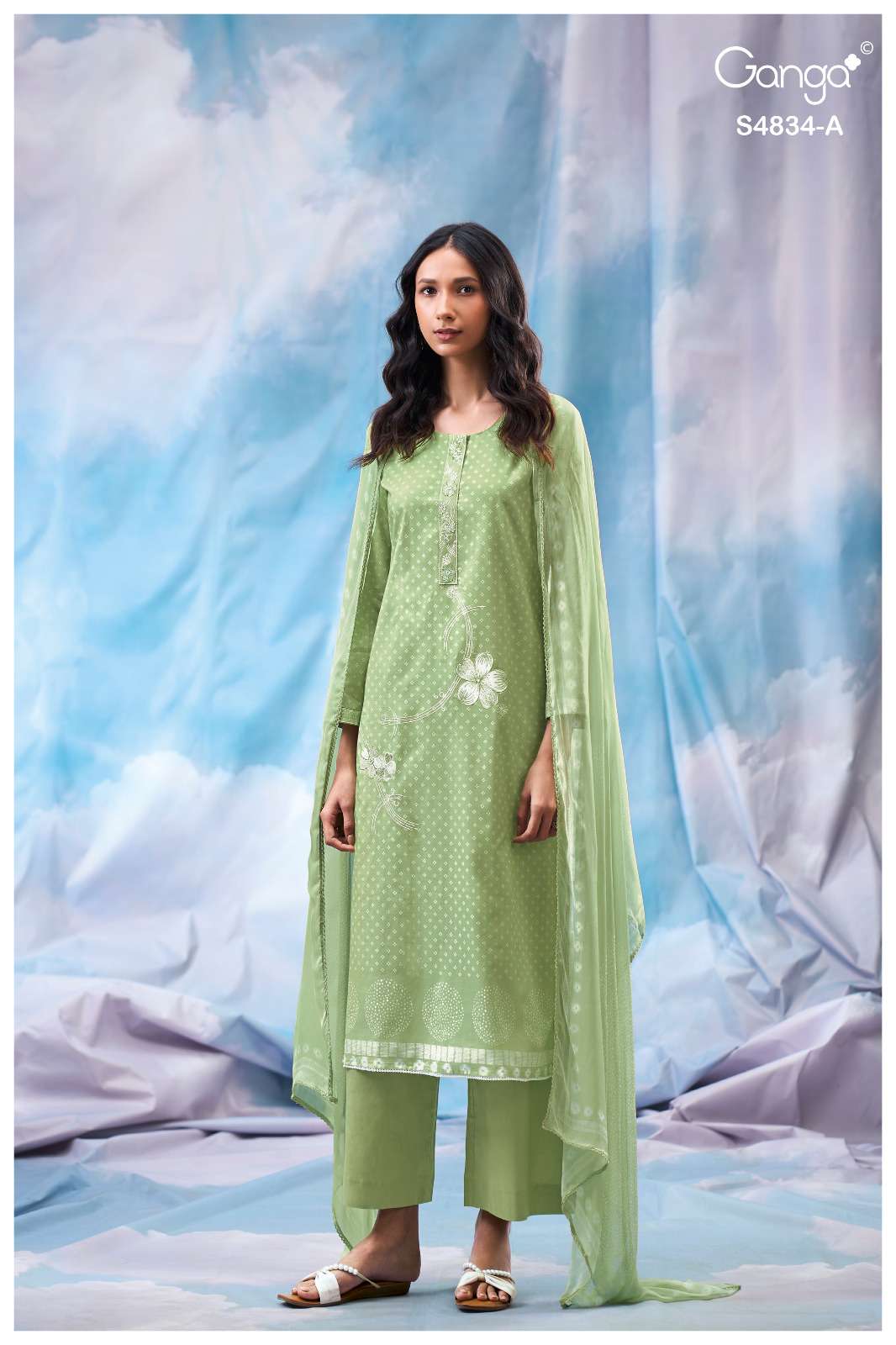 Ganga Fashion Aislinn 4834 Premium Cotton Embroidered Dress Material - Amrah Wholesale