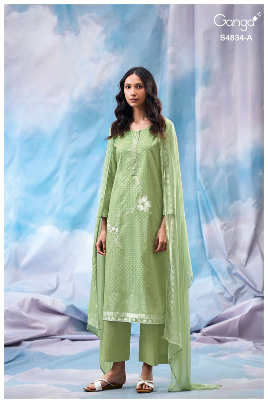 Ganga Fashion Aislinn 4834 Premium Cotton Embroidered Dress Material - Amrah Wholesale