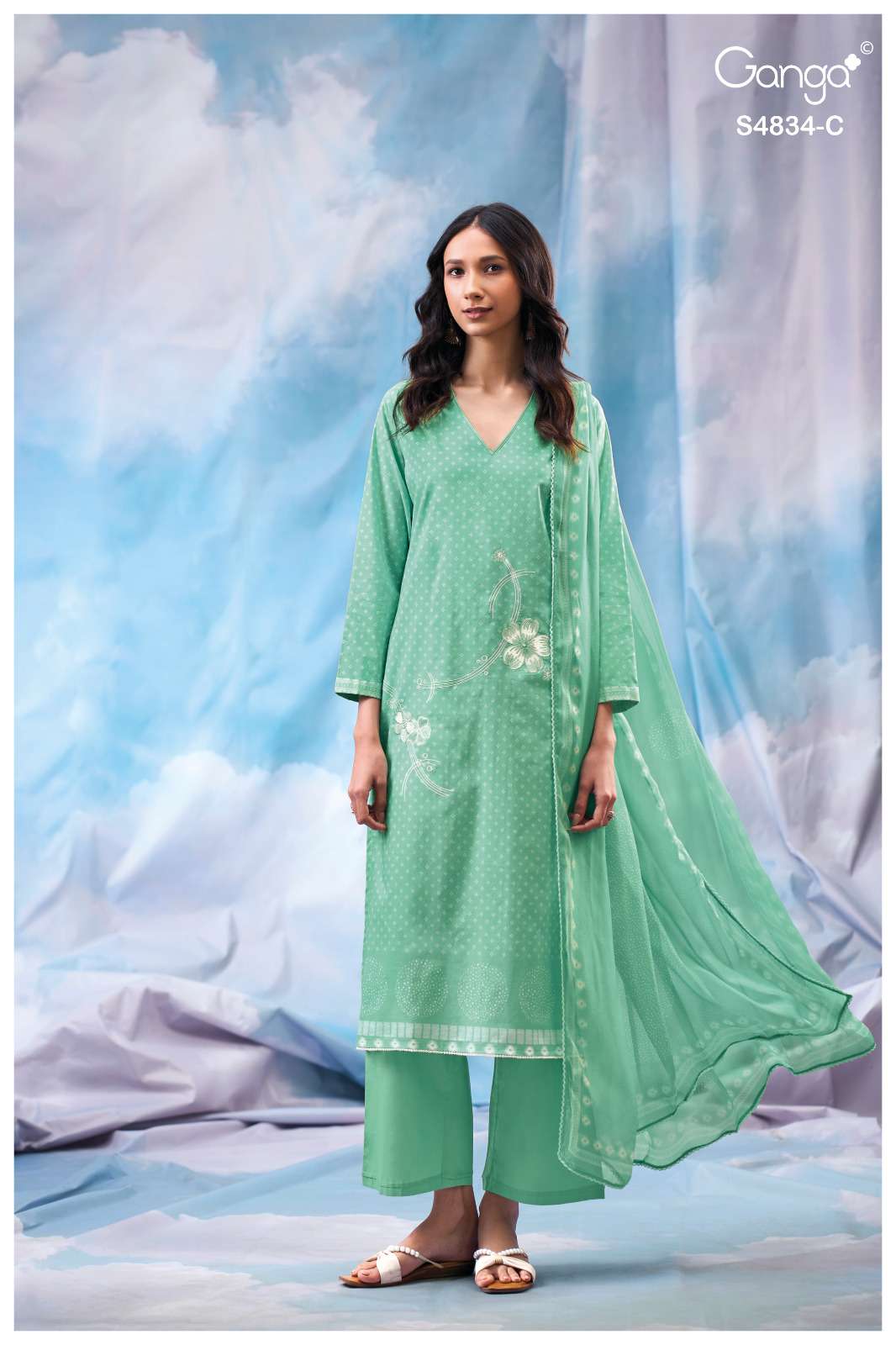 Ganga Fashion Aislinn 4834 Premium Cotton Embroidered Dress Material - Amrah Wholesale