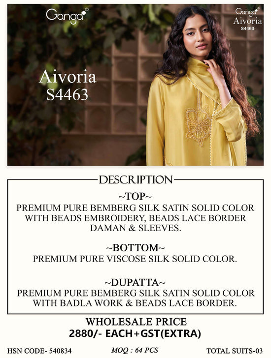 Ganga Fashion Aivoria 4463 Pure Bemberg Silk Dress Material