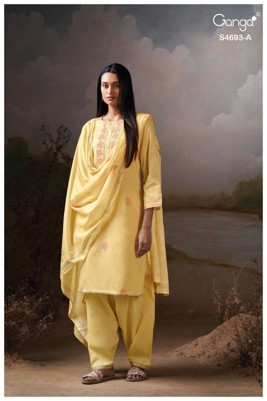 Ganga Fashion Alessia 4693 Premium Organdy Cotton Dress Material - Amrah Wholesale