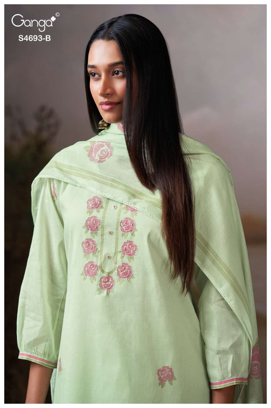 Ganga Fashion Alessia 4693 Premium Organdy Cotton Dress Material - Amrah Wholesale
