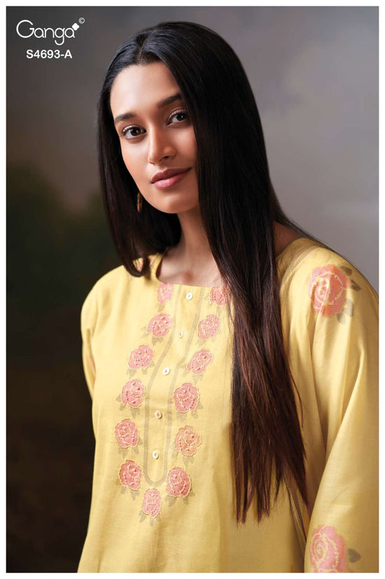 Ganga Fashion Alessia 4693 Premium Organdy Cotton Dress Material - Amrah Wholesale