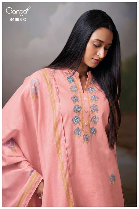 Ganga Fashion Alessia 4693 Premium Organdy Cotton Dress Material - Amrah Wholesale