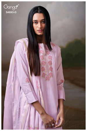 Ganga Fashion Alessia 4693 Premium Organdy Cotton Dress Material - Amrah Wholesale
