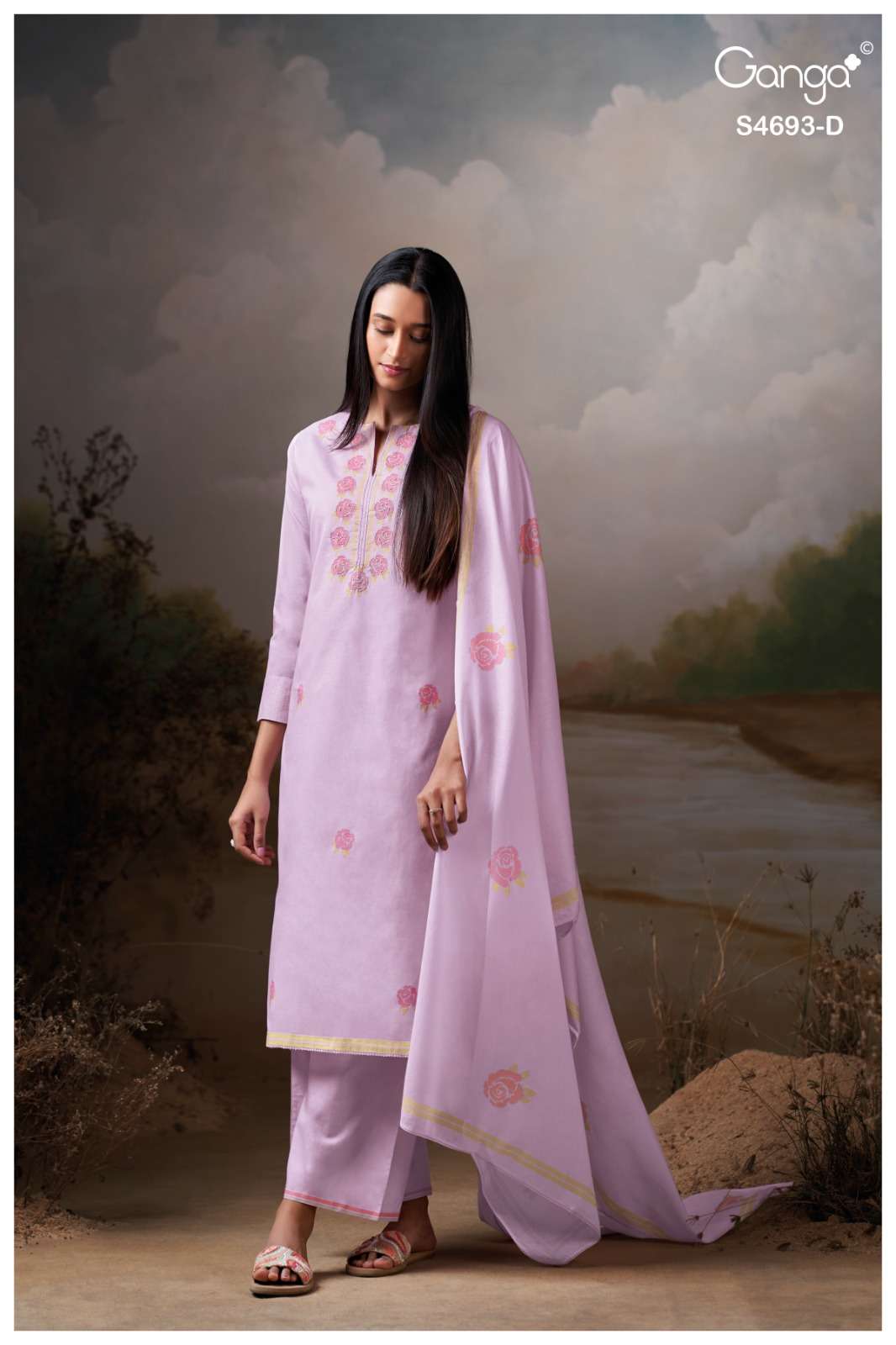 Ganga Fashion Alessia 4693 Premium Organdy Cotton Dress Material - Amrah Wholesale