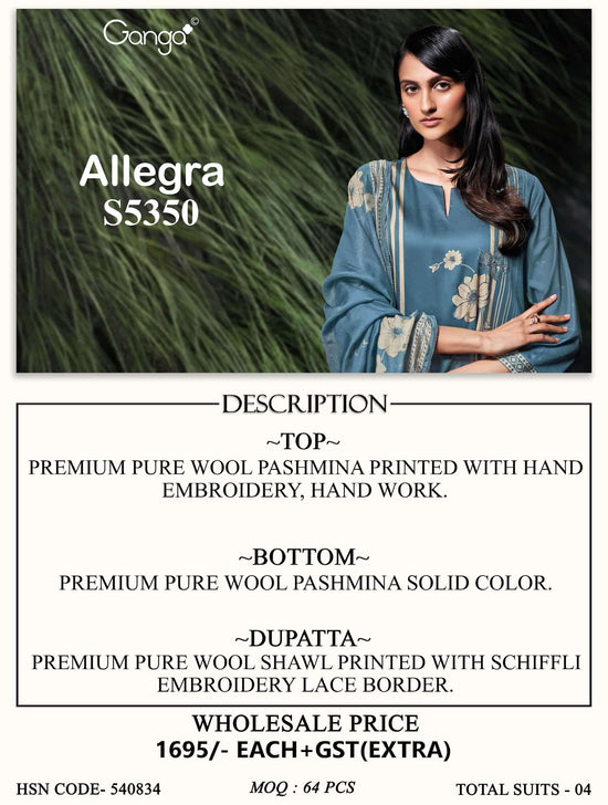 Ganga Fashion Allegra 5350 Premium Pashmina Dress Material
