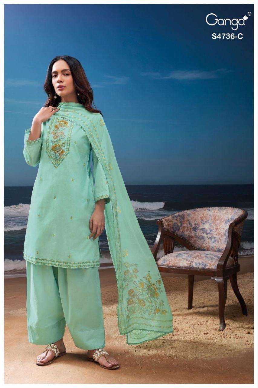Ganga Fashion Alyara 4736 Premium Cotton Dress Material - Amrah Wholesale