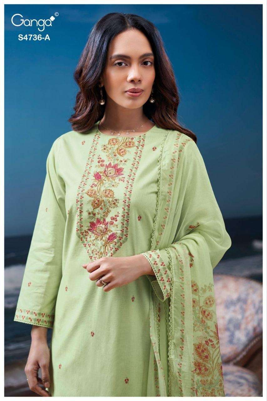 Ganga Fashion Alyara 4736 Premium Cotton Dress Material - Amrah Wholesale