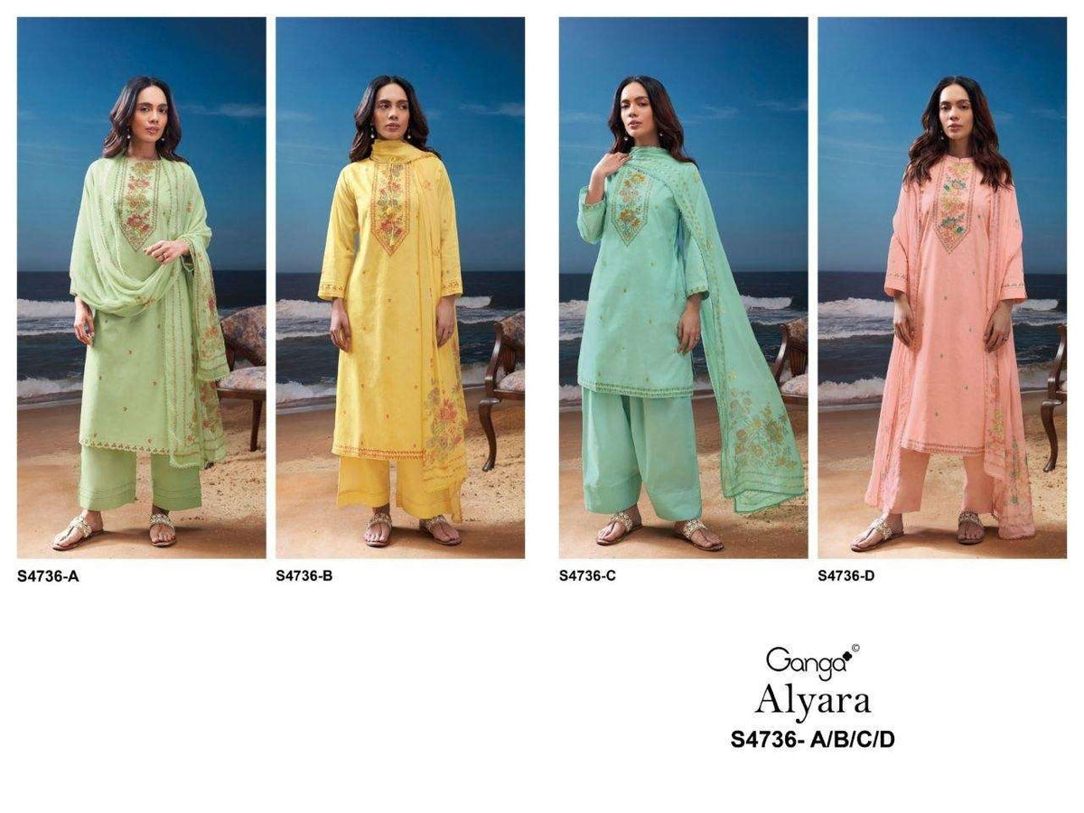 Ganga Fashion Alyara 4736 Premium Cotton Dress Material - Amrah Wholesale