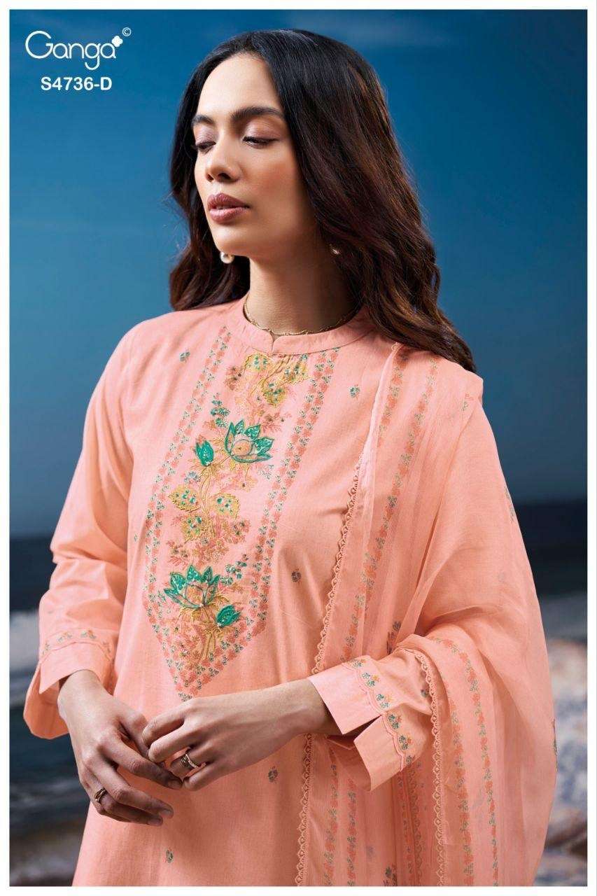 Ganga Fashion Alyara 4736 Premium Cotton Dress Material - Amrah Wholesale