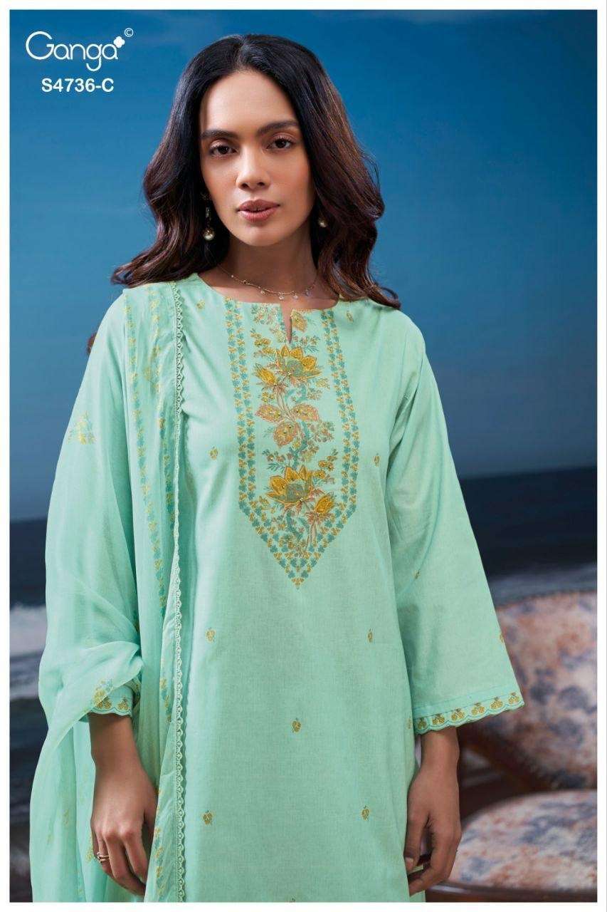 Ganga Fashion Alyara 4736 Premium Cotton Dress Material - Amrah Wholesale