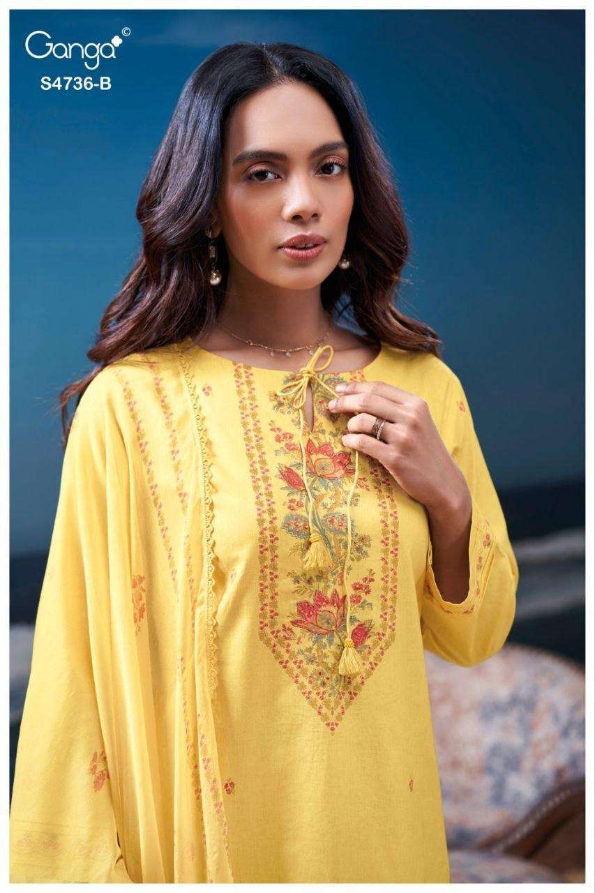 Ganga Fashion Alyara 4736 Premium Cotton Dress Material - Amrah Wholesale