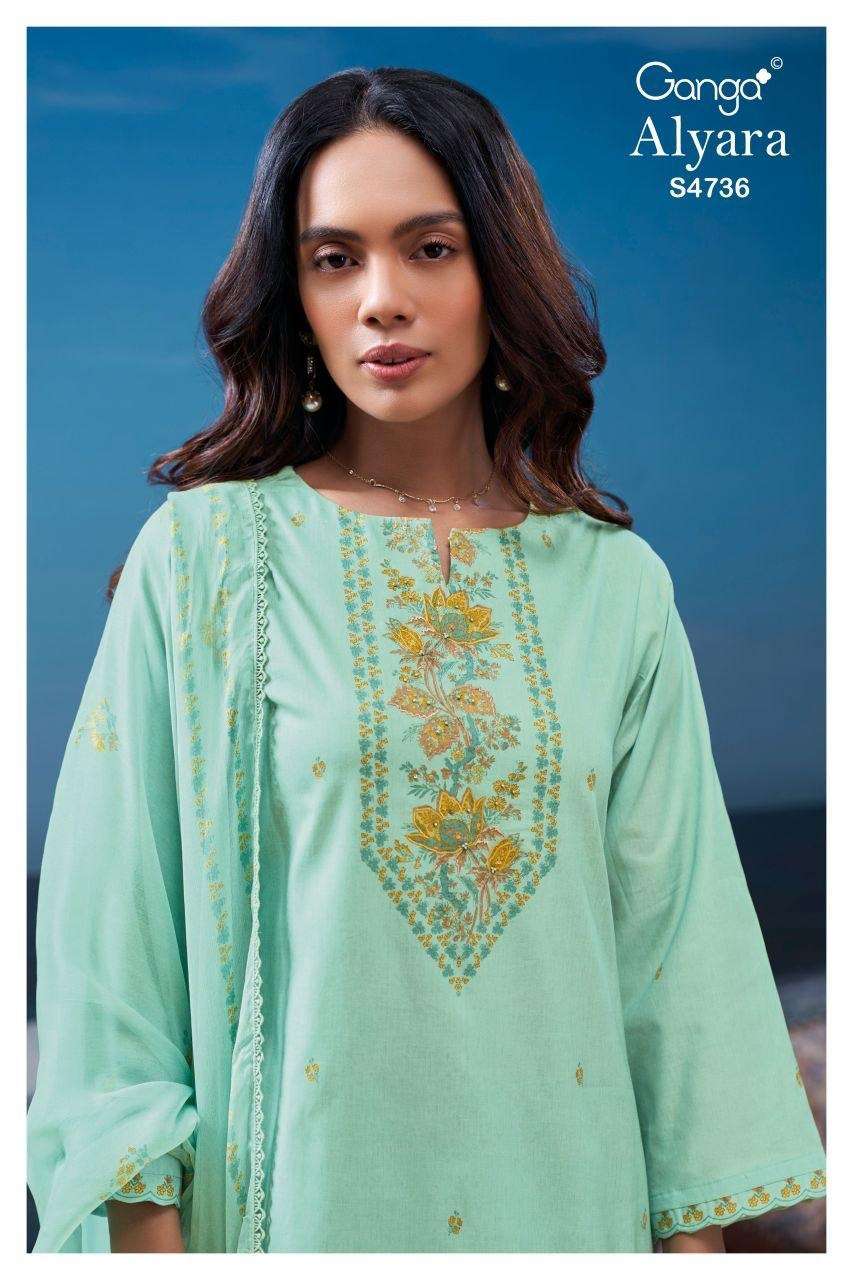 Ganga Fashion Alyara 4736 Premium Cotton Dress Material - Amrah Wholesale