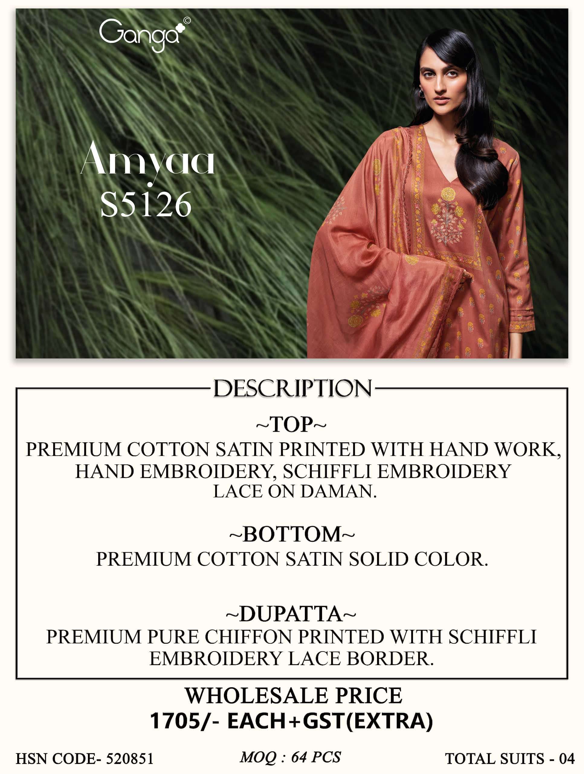 Ganga Fashion Amyaa 5126 Premium Cotton Satin Dress Material