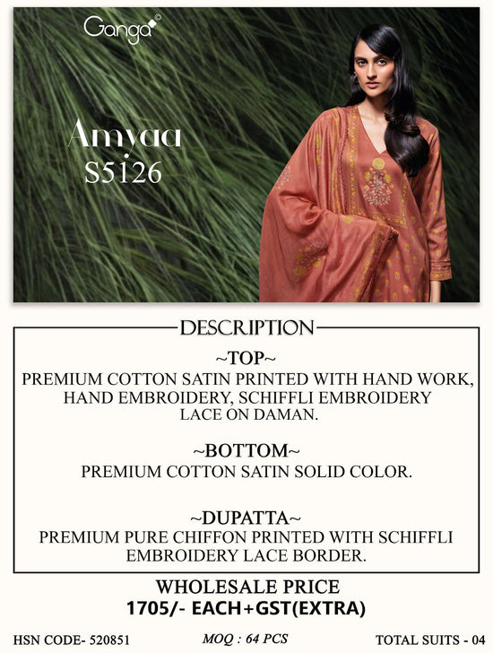 Ganga Fashion Amyaa 5126 Premium Cotton Satin Dress Material
