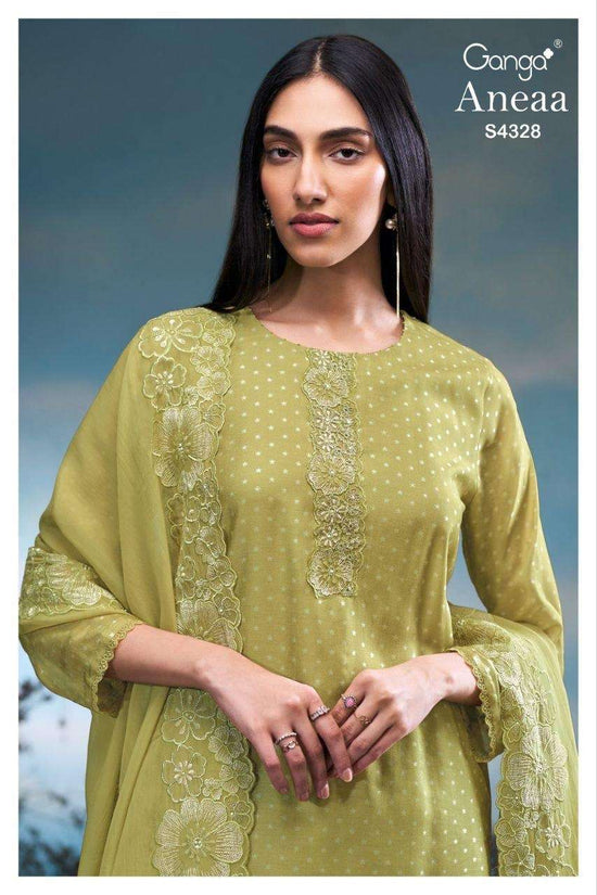 Ganga Fashion Aneaa 4328 Pure Bemberg Silk Designer Dress Material - Amrah Wholesale