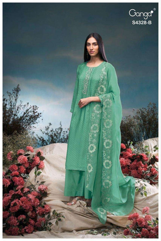 Ganga Fashion Aneaa 4328 Pure Bemberg Silk Dress Material - Amrah Wholesale