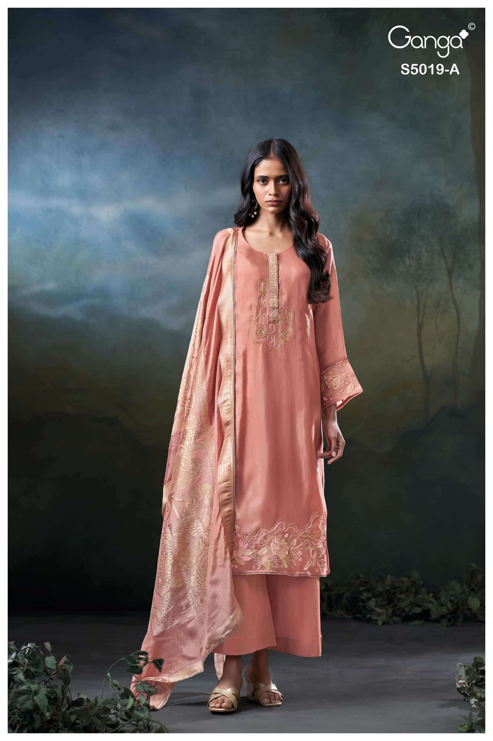 Ganga Fashion Anshika 5019 Premium Pure Bemberg Silk Dress Material