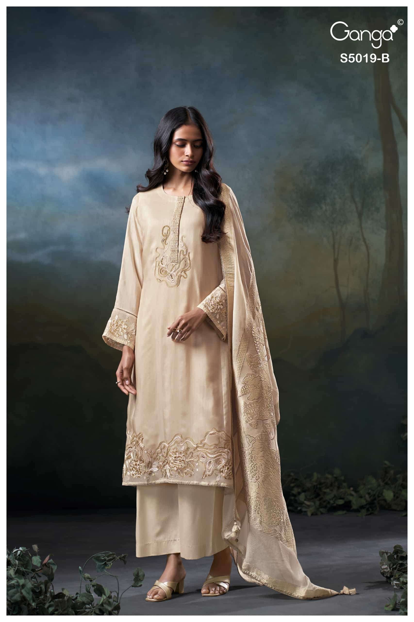 Ganga Fashion Anshika 5019 Premium Pure Bemberg Silk Dress Material