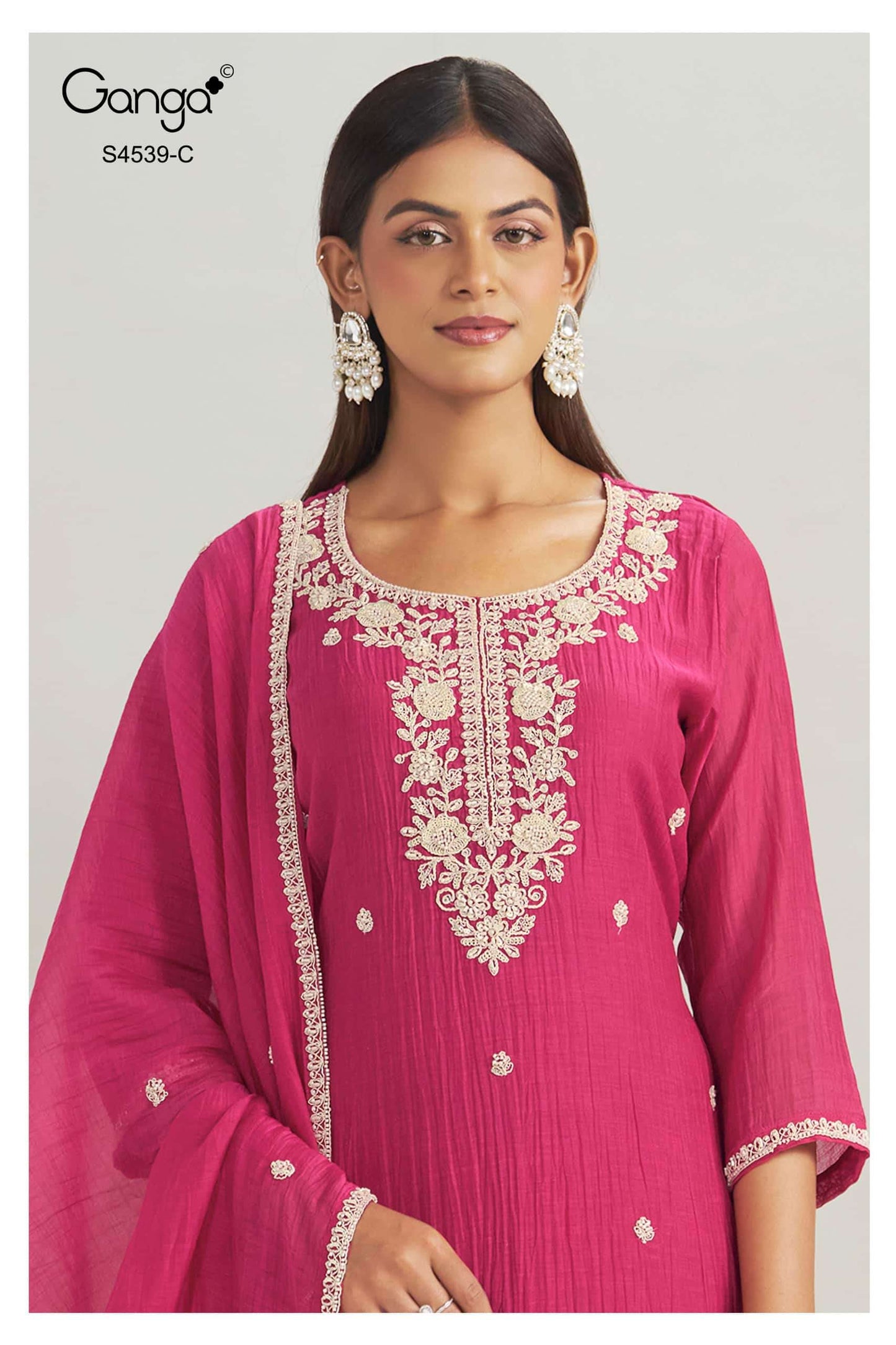 Ganga Fashion Aparna 4539 Premium Banarasi Mul Dress Material Wholesale Price