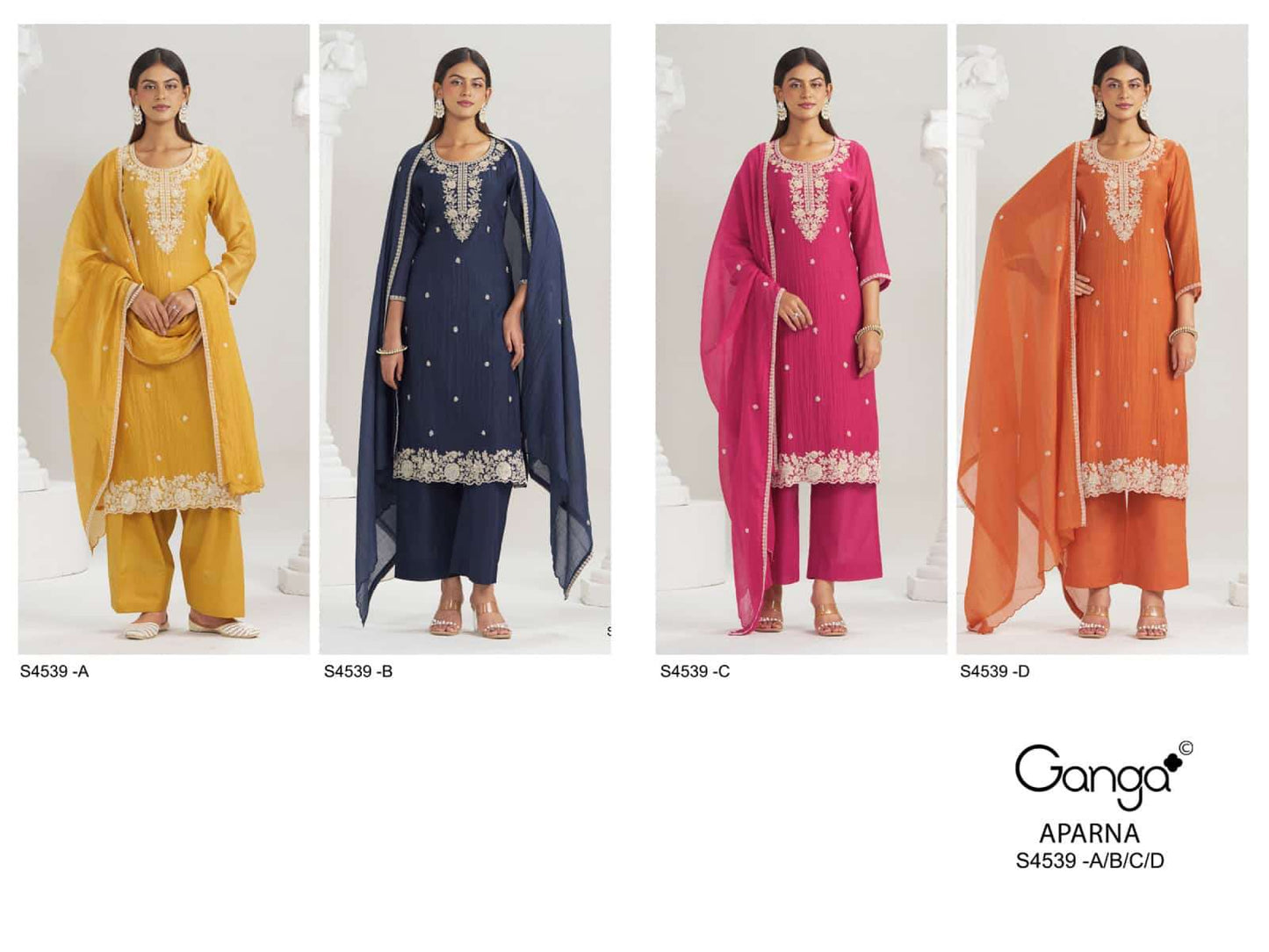 Ganga Fashion Aparna 4539 Premium Banarasi Mul Dress Material Wholesale Price