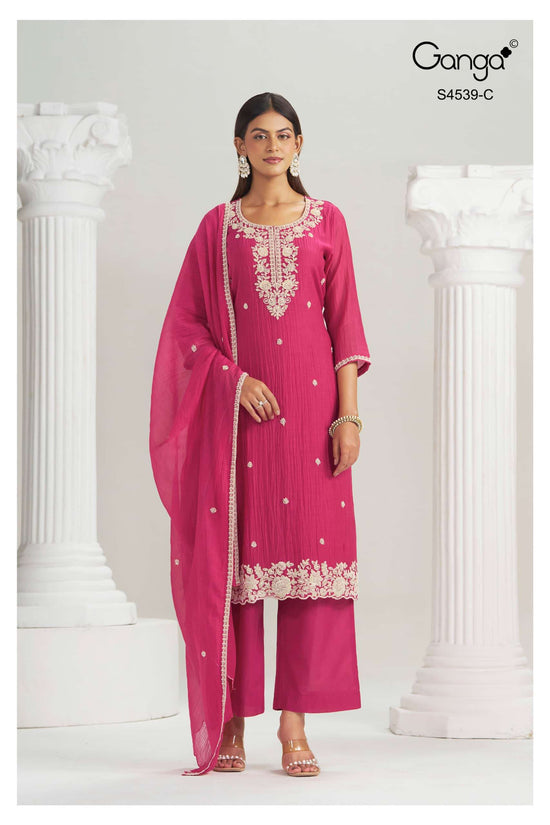 Ganga Fashion Aparna 4539 Premium Banarasi Mul Dress Material Wholesale Price