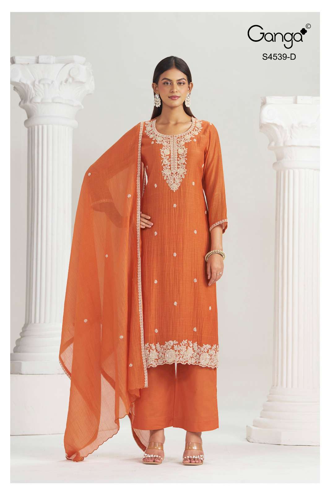 Ganga Fashion Aparna 4539 Premium Banarasi Mul Dress Material Wholesale Price