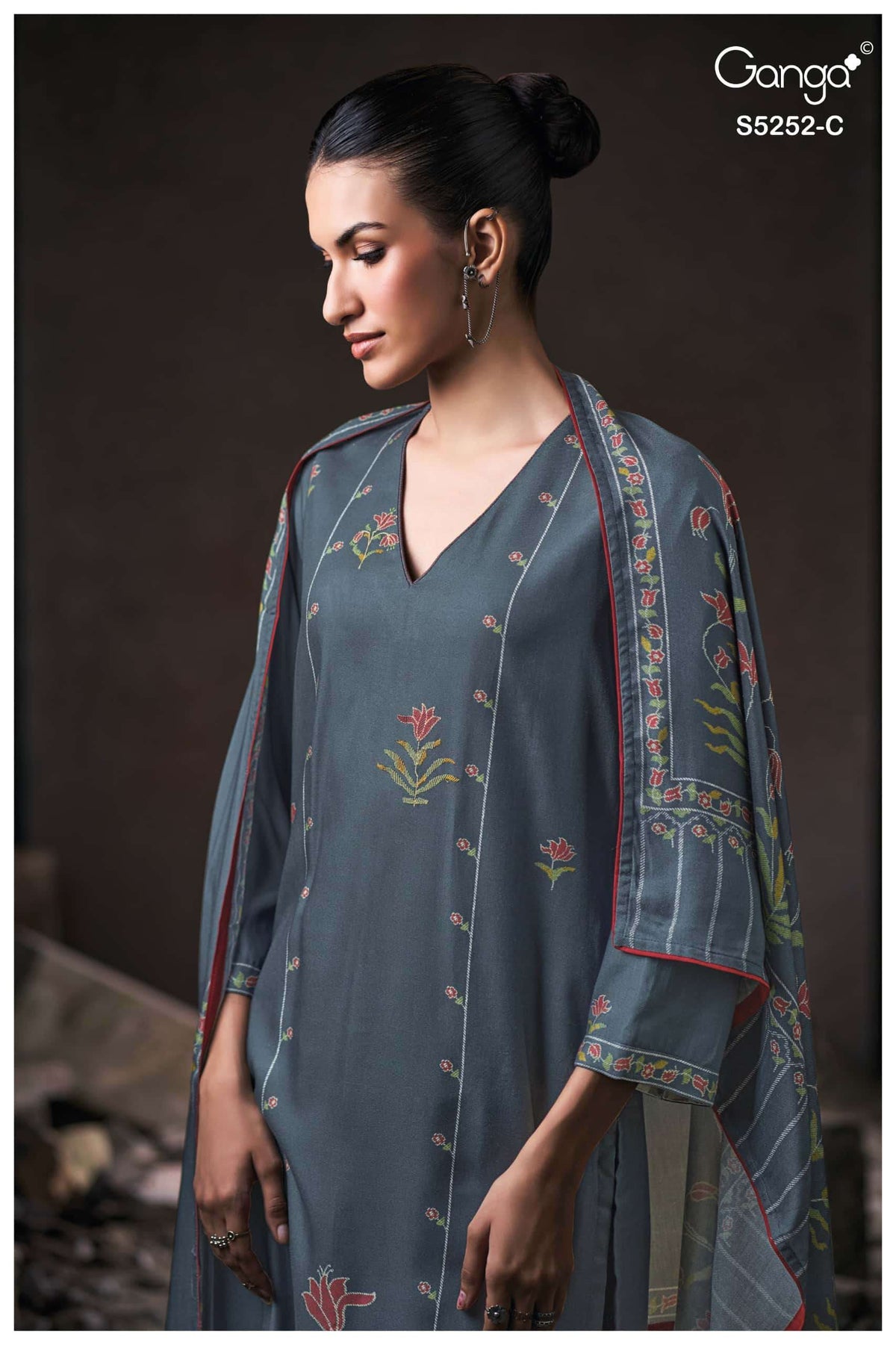 Ganga Fashion Ariana 5252 Pure Wool Pashmina Dress Material