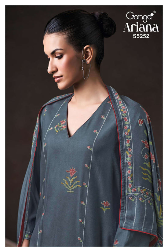 Ganga Fashion Ariana 5252 Pure Wool Pashmina Dress Material