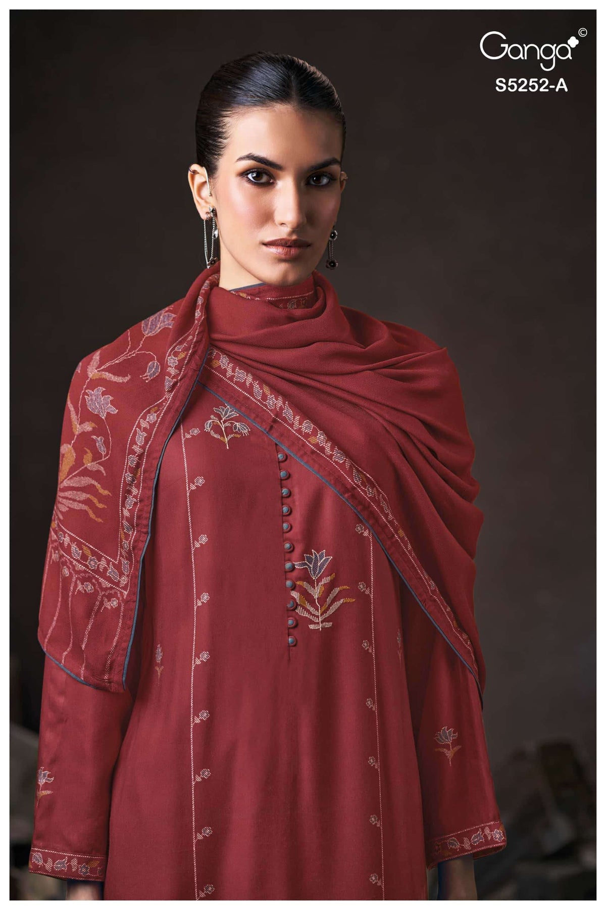 Ganga Fashion Ariana 5252 Pure Wool Pashmina Dress Material