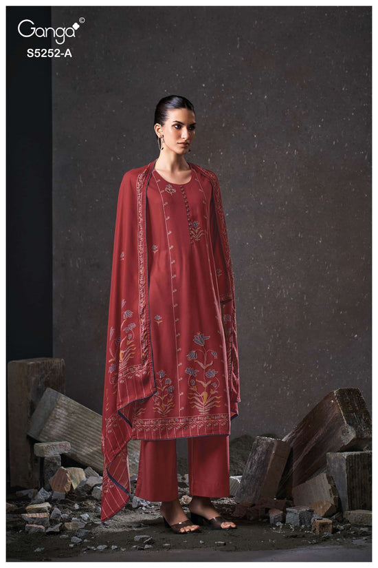 Ganga Fashion Ariana 5252 Pure Wool Pashmina Dress Material