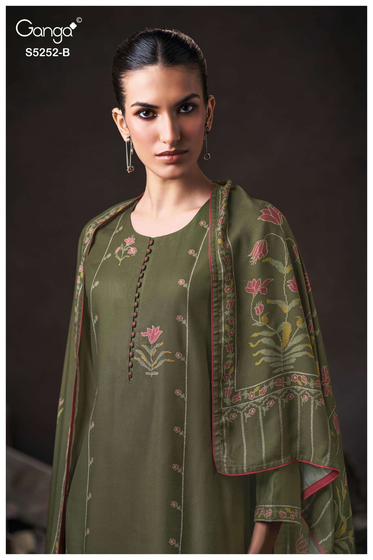 Ganga Fashion Ariana 5252 Pure Wool Pashmina Dress Material