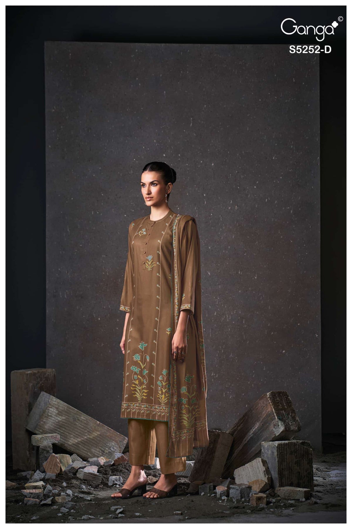 Ganga Fashion Ariana 5252 Pure Wool Pashmina Dress Material