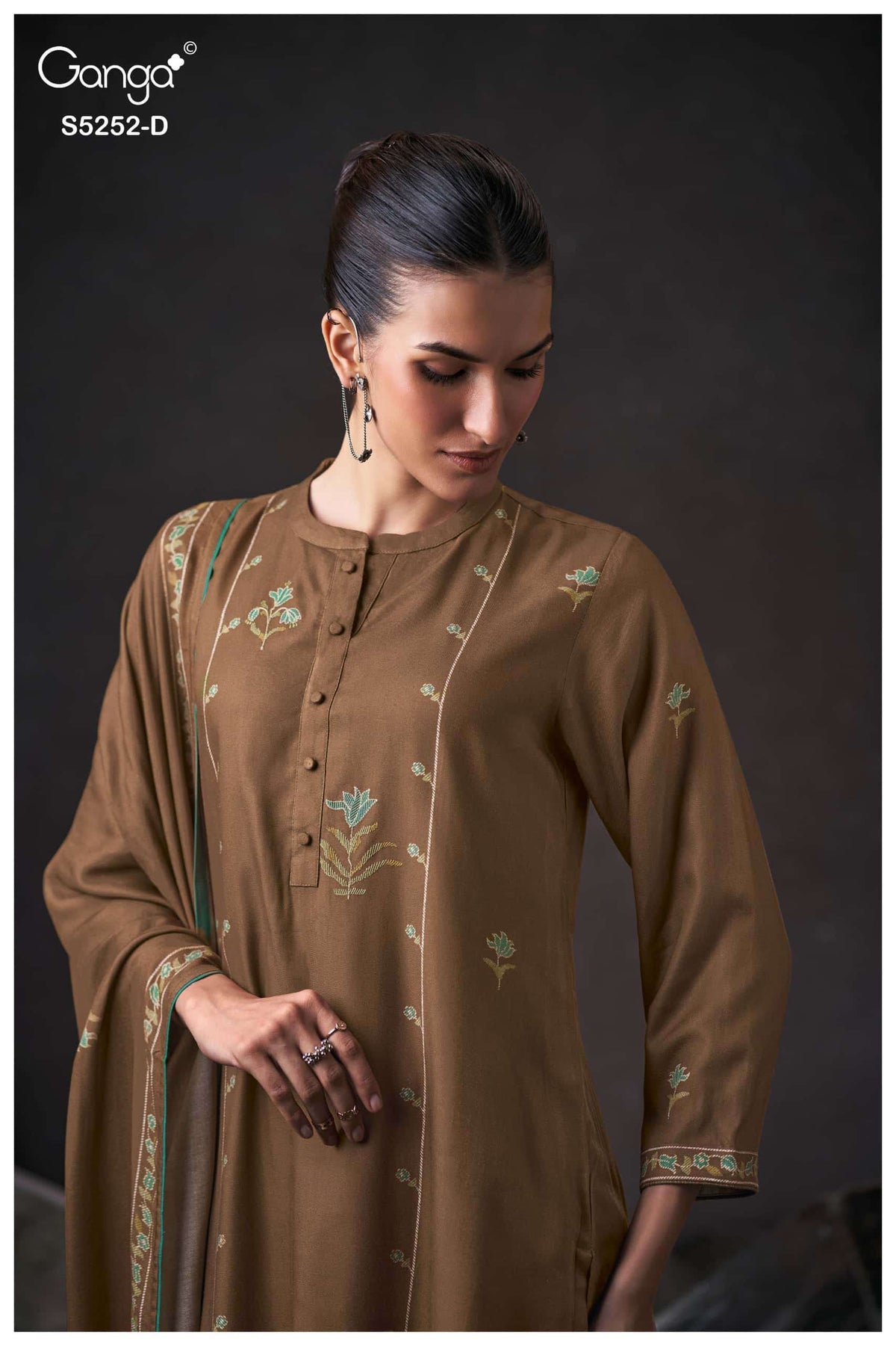 Ganga Fashion Ariana 5252 Pure Wool Pashmina Dress Material