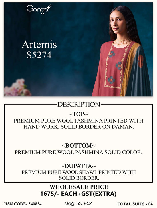 Ganga Fashion Artemis 5274 Wool Pashmina Dress Material