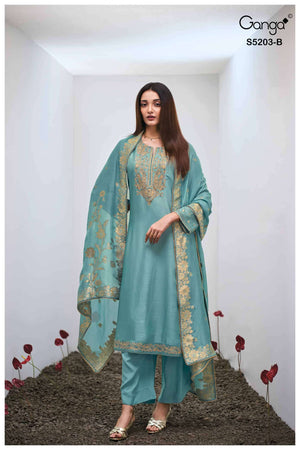 Ganga Fashion Asarit 5203 Pure Russian Silk Dress Material