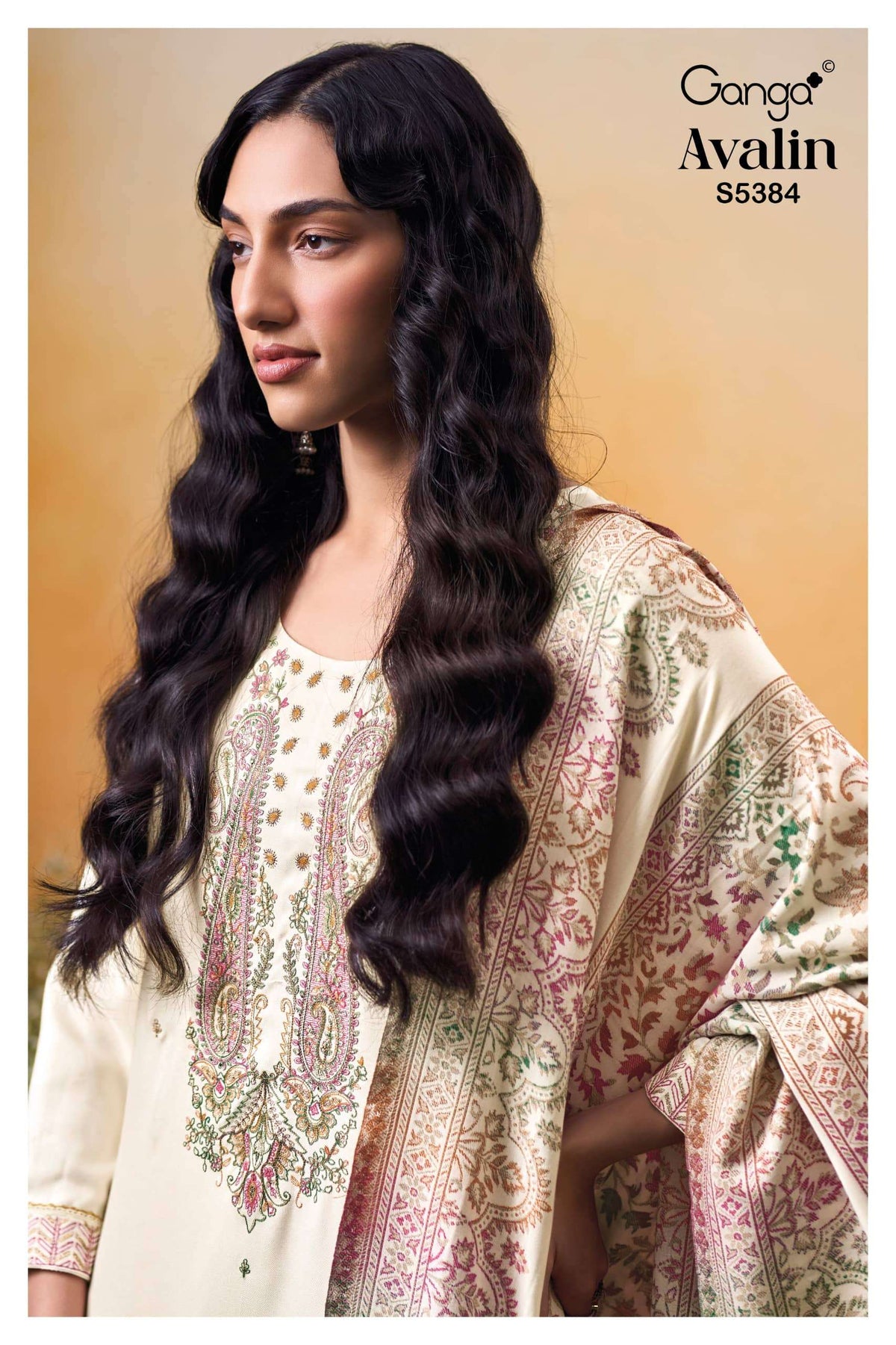 Ganga Fashion Avalin 5384 Pure Wool Pashmina Salwar Kameez