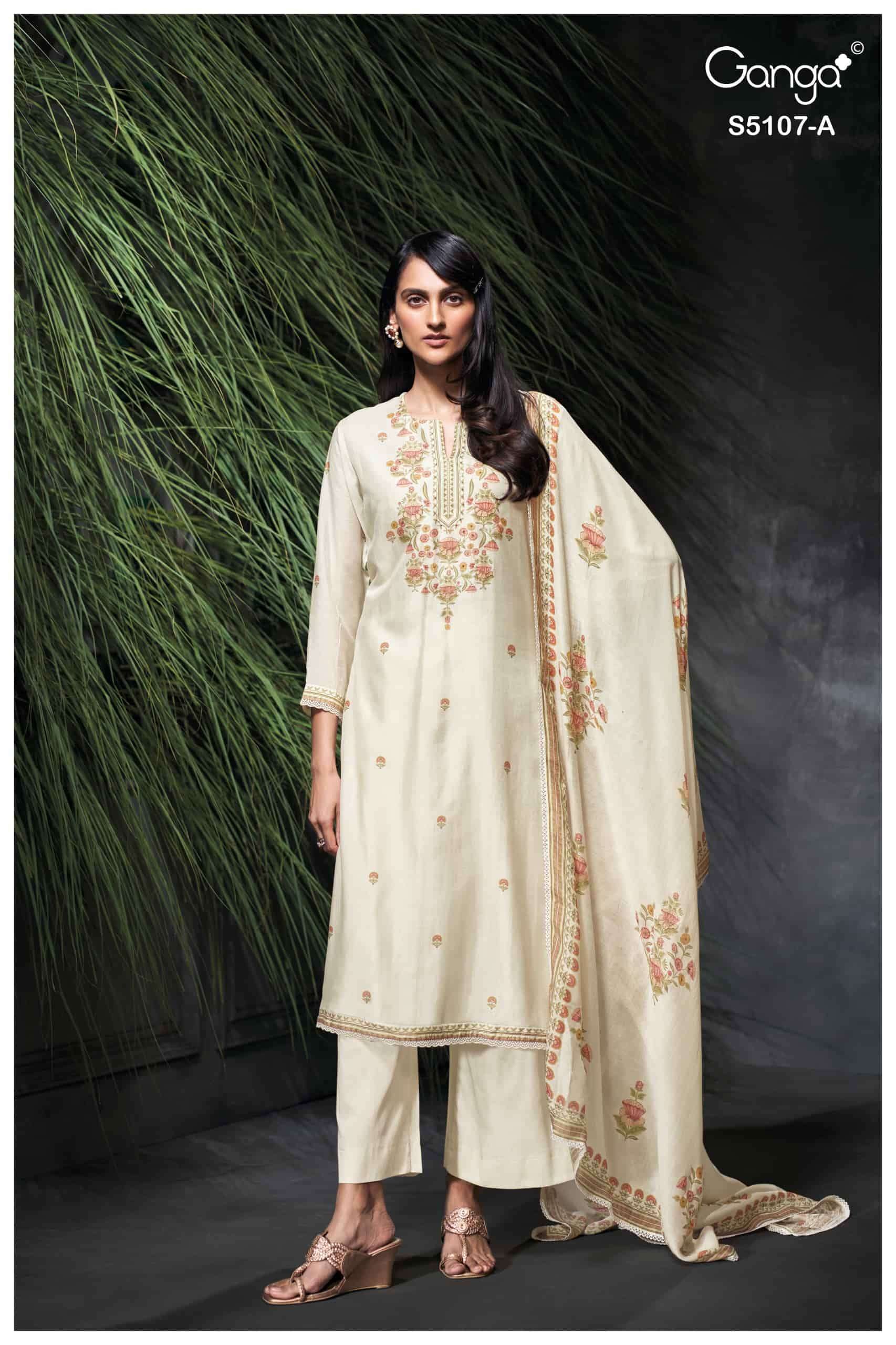 Ganga Fashion Avelia 5107 Pure Bemberg Silk Dress Material